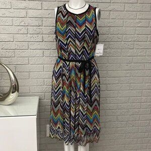 Phase 7 Seven Women Sleeveless Colorful Chevron Pattern Dress Size 8 NWT